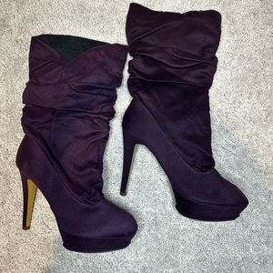 Michael Antonio Women's Purple Suede Platform Heel Boots